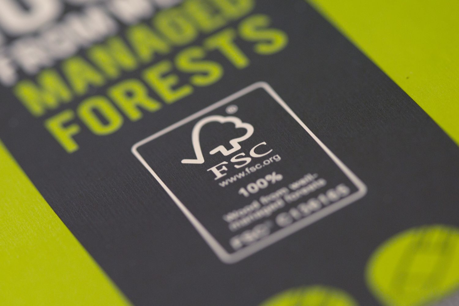 The FSC logo displayed on a product pack